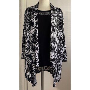 Ladies Layered 3/4 Sleeve Jacket w/Tank Top Underneath Size Large